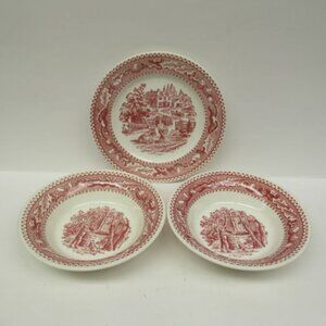 Royal China Pink MEMORY LANE 5 1/2 Inch Fruit Bowls (2) & 6 Inch Plate (1)